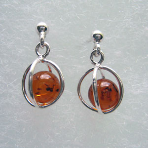 Perles prisonnires - bijou ambre et argent